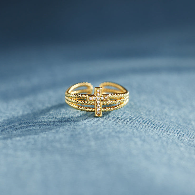 Triple Band Cross Ring