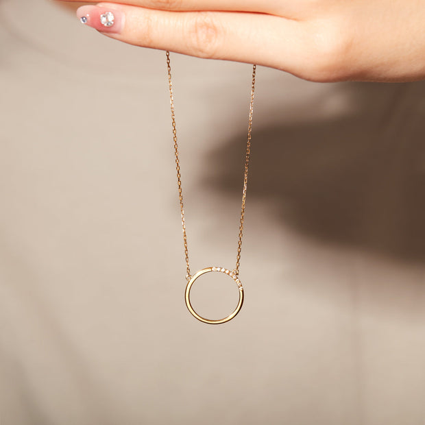 pave circle necklace