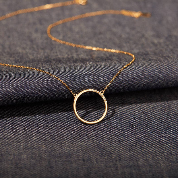 pave circle necklace