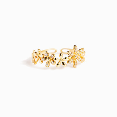 18k Gold Pavé Floral Ring