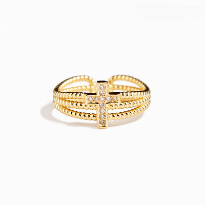 Triple Band Cross Ring