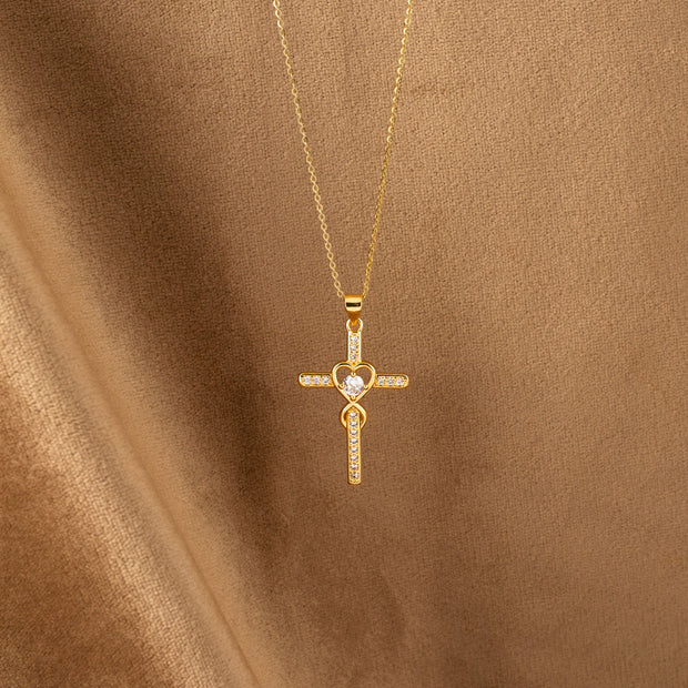 A Cross For My Friend Heart Cross Necklace