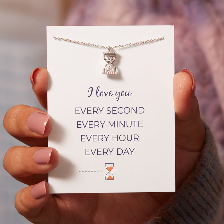 Every Second Every Minute Hourglass Necklace